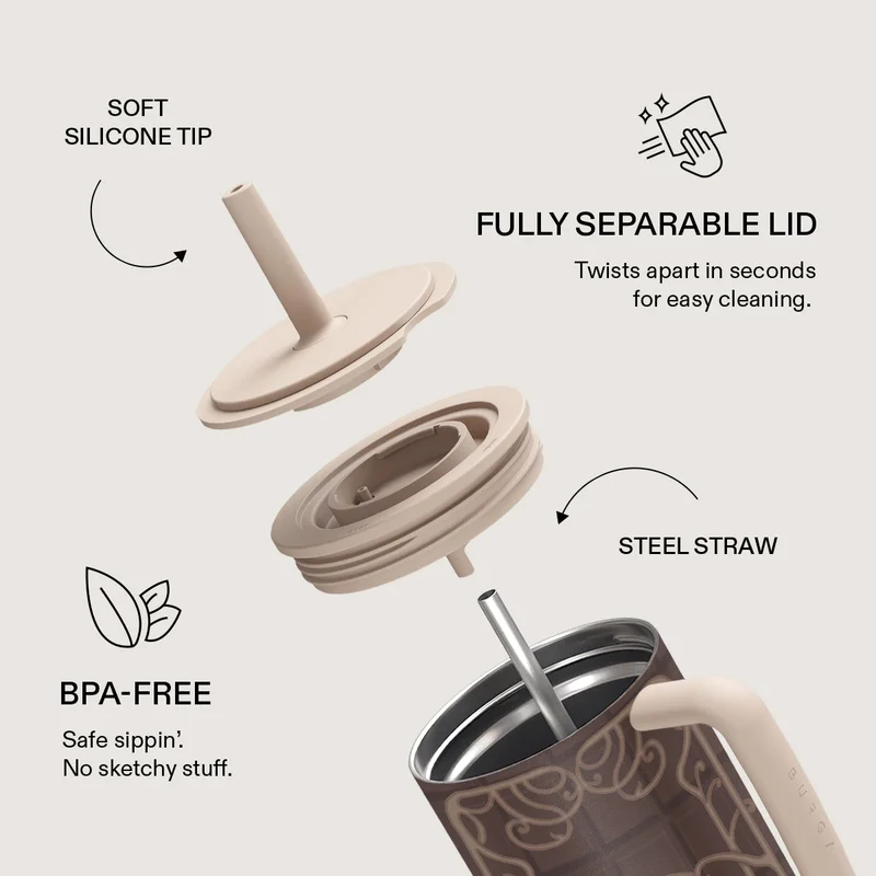 Burga 40oz (1.2L) Tumbler Hot Chocolate Burga 40oz (1.2L) Insulated Stainless Steel Tumbler with Handle & Leakproof Straw Lid – Double Wall Vacuum Travel Mug, Keeps Drinks Hot up to 12 Hours & Cold All Day, Cup Holder Friendly Reusable Bottle Hot Chocolate  | Best Price UAE